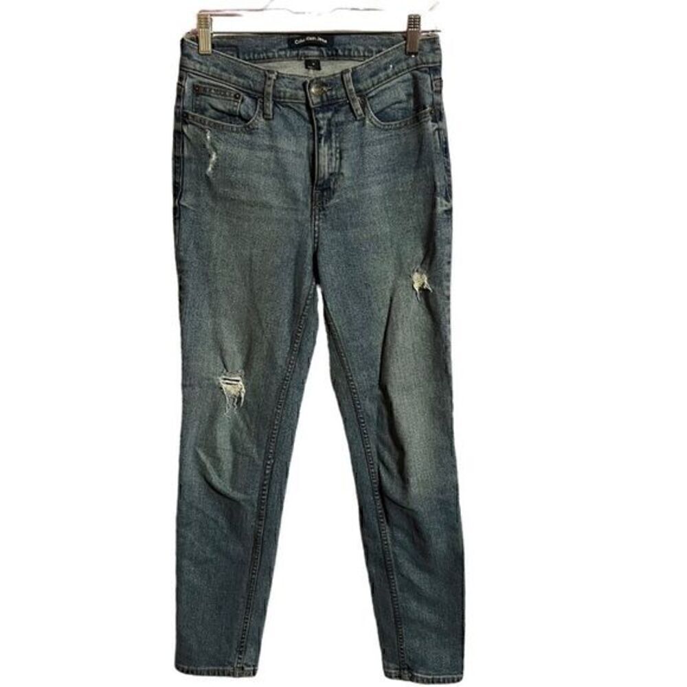 Calvin Klein Jeans Women’s Blue Size 26 Distressed High Rise Slim​